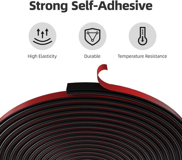 Draft Seal - Sealing Strip - Black - D-shaped Rubber Seal for Doors/Windows