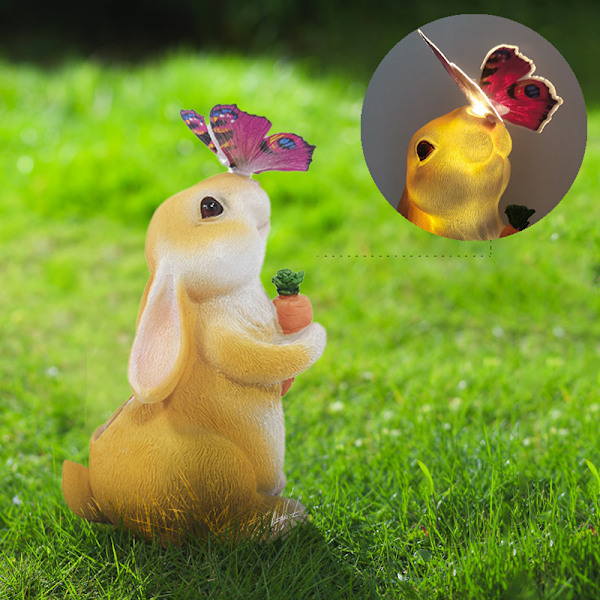 Solar Powered Resin Hare Lamp for Garden