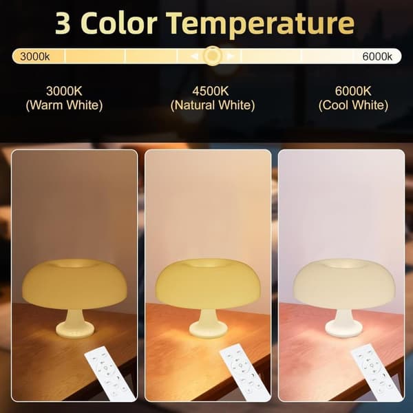 Orange Svamplampa – Dimbar Bordslampa med Retrodesign för Sovrum & Vardagsrum_TF_TF Vit USB