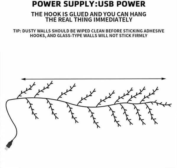 String lights, USB LED Flower Garland 1.6 m – 72 warm white lights, with remote control - IP44 waterproof