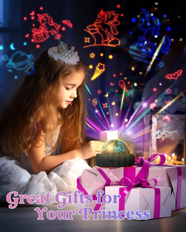 Starry Sky Projector for Kids - 3 Different Themes and 7 Light Modes - Rotates 360° for Magical Effect