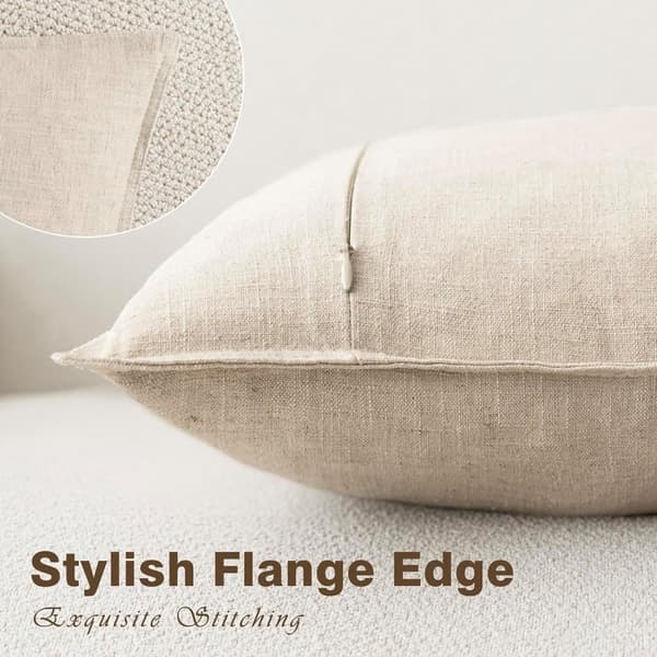 2-pack Linnekuddfodral 45x45cm/40x40cm, Bohemisk Stil för Soffa & Sovrum_TF_TF Beige 40x40cm