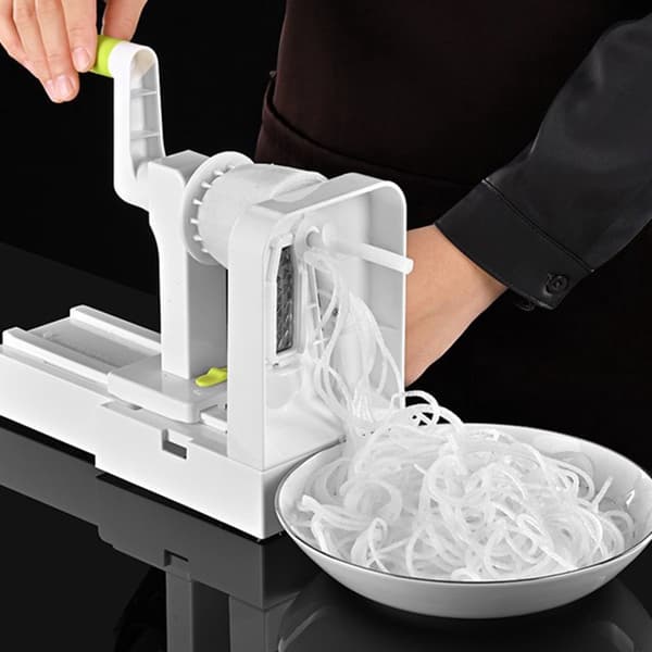 Grøntsagsspiralizer Manuel Zucchini Noodle Maker med rustfrit stålblad, håndsving grøntsagspasta maker til sundt køkken, grøn