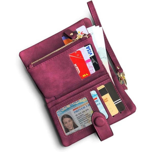 (Fuksia) Naisten RFID-nahkainen lompakko Naisten rannekkeen kytkentä Suuri C