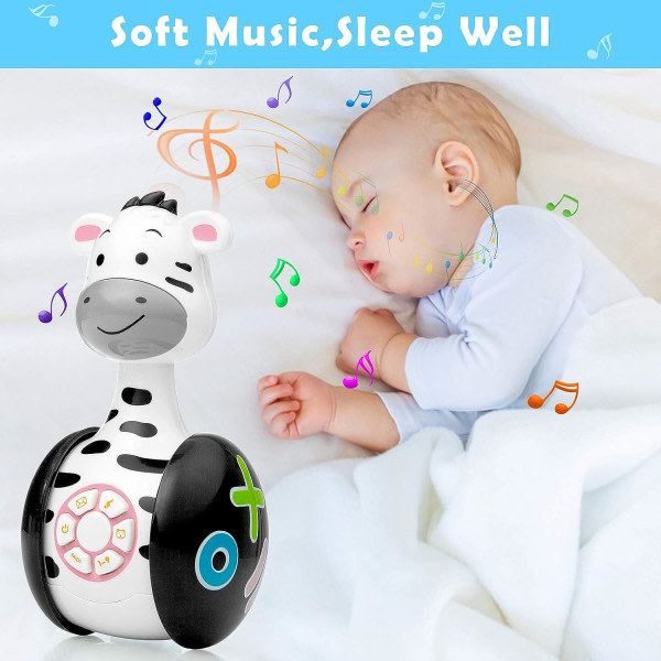 (sebra) Baby 6 måneder pluss, baby musikalske leksaker, baby ,barnleksaker lydleksak med musikk og LED-ljus,födelsepresent till baby CDQ