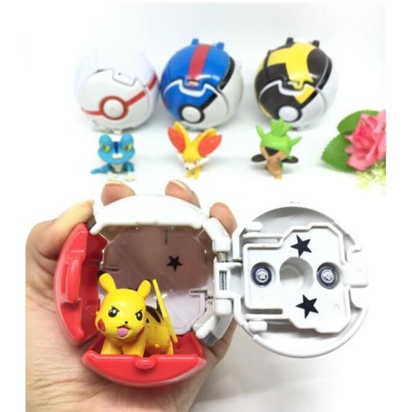 4 kpl P-okémon Heitä ja Poksauta Poké Palloa toimintahahmo lelusetti zdq