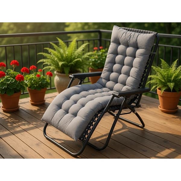 Solsengpute, vattert polyesterpolstring med sikre stropper for hage, balkong, terrasse, gravitasjonsstoler, lys grå 170 x 50 cm