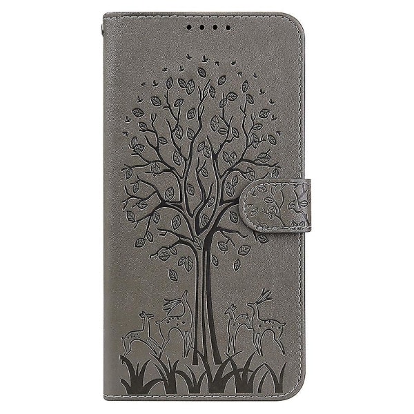Kompatibelt Iphone X/xs Case Läderfodral Cover Etui Coque - Grey Tree And Deer null ingen