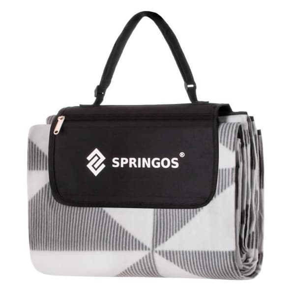 SPRINGOS® Piknikviltti - Harmaa - Taitettava - Vedenpitävä - 180x220 cm Grå