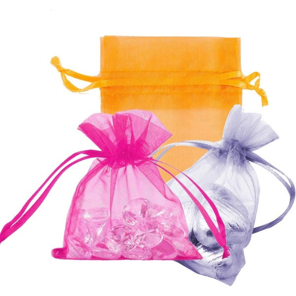100st färgblandad organza presentpåse, smyckesförpackning mesh
