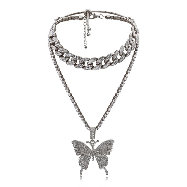 CDQ Butterfly cubanske Link halskæde sæt-kvinder Hip Hop halskæde kæde