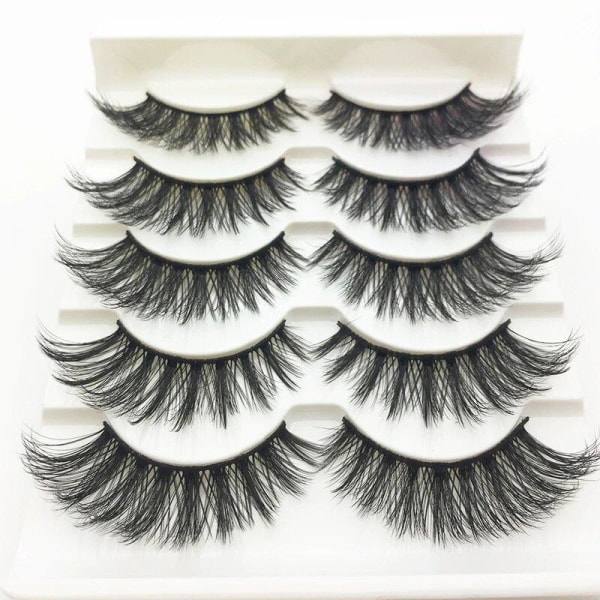 5-par løsøyenvipper - 3D faux mink (G-52) Svart