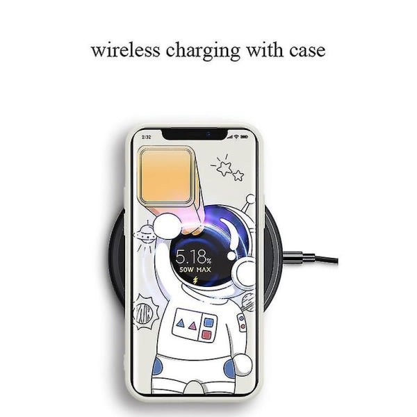 Case för iPhone 13 Astronautmönster Stötsäkert Mjukt Flytande Case VIT iphone13