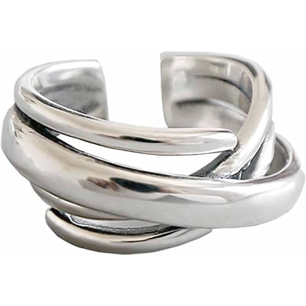 CDQ 925 Sterling Silver Ringar för kvinnor Justerbara geometriska oregelbundna ringar Retro smyckesring