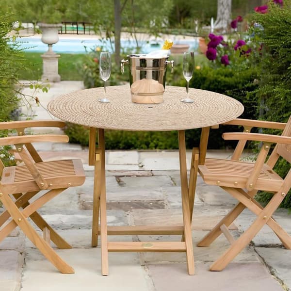 Rund dug med elastikkant, vaskbar polyester 3D-rattanprint til køkken, spisning, picnic, indendørs og udendørs, 60 cm 60cm