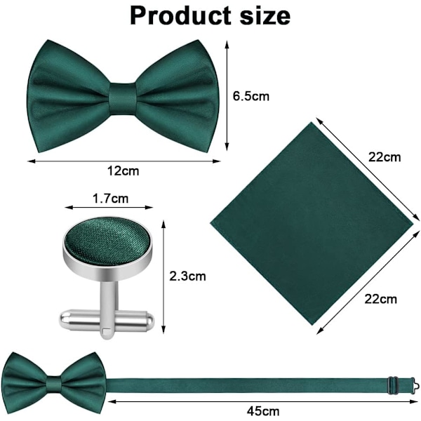 Herr Bow Tie, Klassinen yksivärinen rusetti miehille, Satiini Smokkiruusetti, Säädettävä muodollinen rusetti juhliin, häihin 3pcs-DARK GREEN
