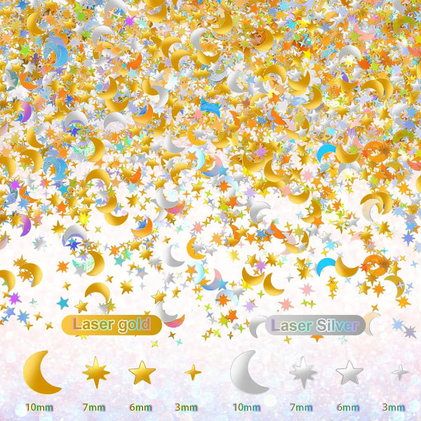 CDQ Symphony Stars Moon Confetti Ramadan Festival Dekoration Pentagram paljetter (A) väri 1