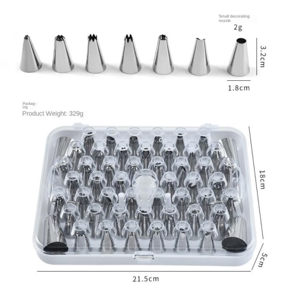 52 stk Sprøytetipssett Rustfritt Stål Frosting Tips Kake 52 stk