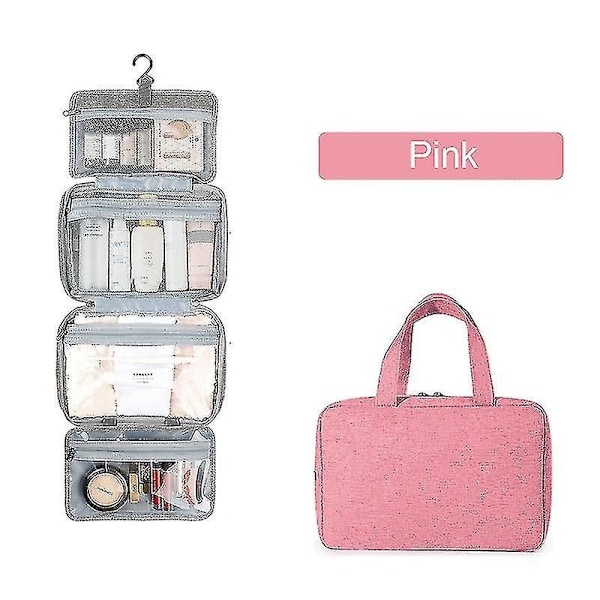 Necessär Resenecessär med Hängande Krok Vattentålig Sminkväska Kosmetikaväska Pink