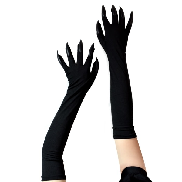 Halloween handskar Vuxna Halloween klor Långa svarta djurtassar Handskar med läskiga långa naglar Roligt spöke Silver Nails SQBB