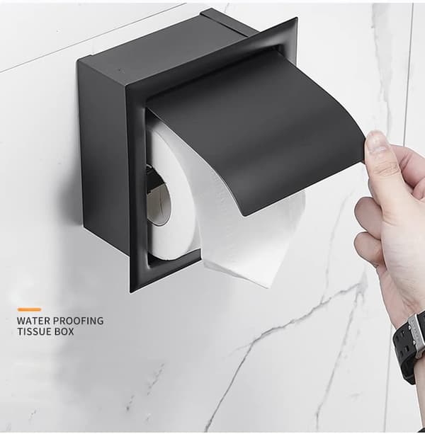 Indbygget toiletpapirholder i rustfrit stål - Sølv - Til badeværelset - Diskret og praktisk design - Nem montering