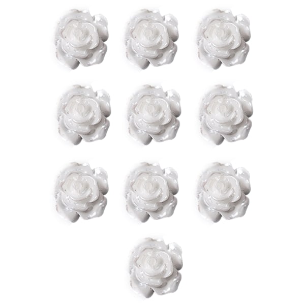 CDQ Nail Art 3D Resin White Rose Flower Design Aurora Petal Nail form1