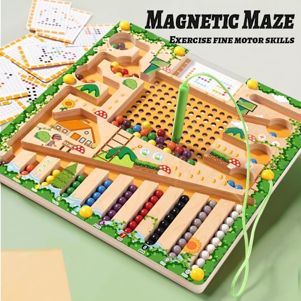 Magneettinen labyrintti 4 in 1 - Montessori magneettitaulu magneettisella väri- ja numerolabyrintilla, opettavainen lelu hienomotorisille taidoille