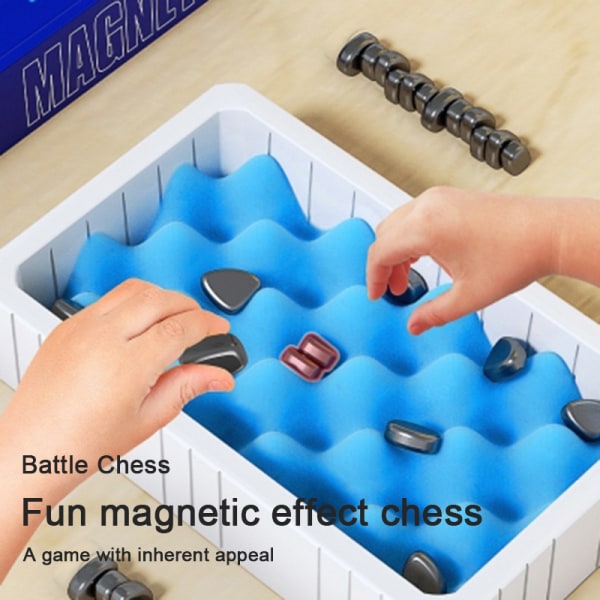 Magnetisk sjakkbrett for barn - Blå Rope-stil