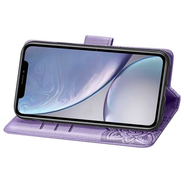 Kompatibel med Iphone Xr Case Flip Cover Emboss Butterfly Soft Tpu Støtsikker Shell Slim - Violet null none
