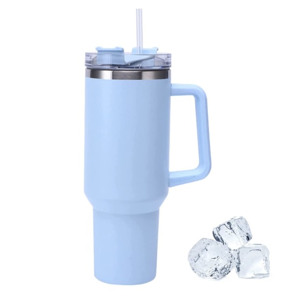 CDQ Tumblers kopp med sugrör, lock och handtag, 1200 ml kaffekoppsmugg