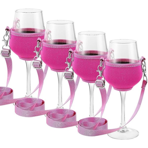 8 kpl Kaulaviinipullonpidikkeitä - Rose Red, kaulanauhalla jouluun, syntymäpäiville, häihin ja juhliin