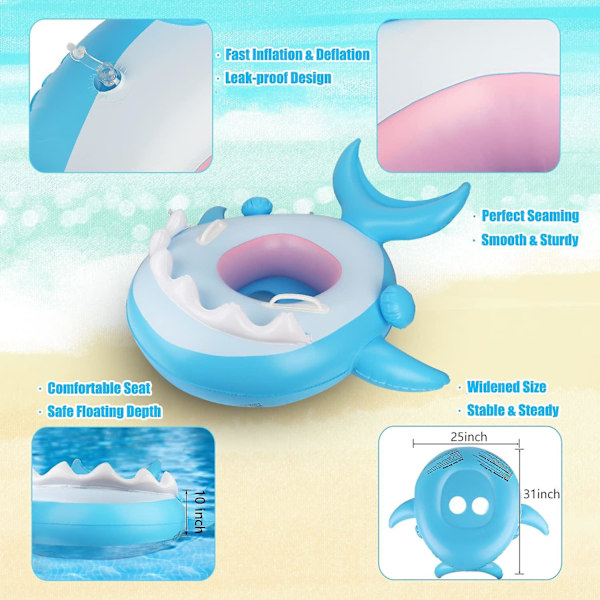 Baby Pool Float med Tak UPF50+ Solskydd Uppblåsbar Baby Float Vattenleksaker Sommarleksaker Baby Simfloat för Pool Åldrar 6-36 Månader