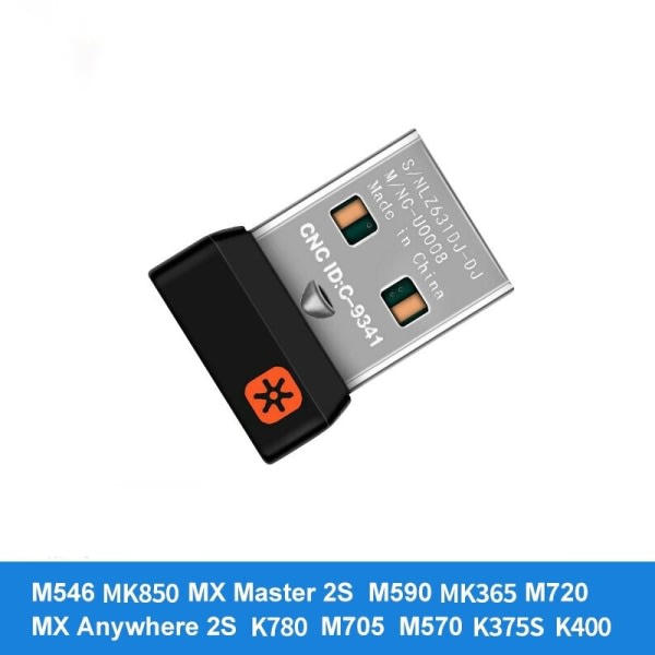 Wireless Dongle Receiver Unifying USB Adapter f?r Logitech PC M Black 6 kanaler