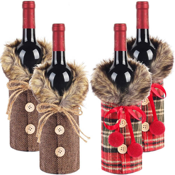 4-pack vinflaskfodral - Presentförpackning för vinflaskor - Presentförpackning - Presentpåse - Vingåva - Presentpåse - Vinpåse - Vin B_tfrf