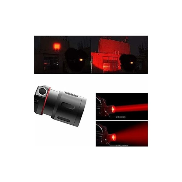 Punainen otsalamppu, Metsästys Punaiset LED-otsavalot Ladattava otsalamppu zoomattavalla punaisella suodattimella metsästykseen, tähtitieteen, tähtien katseluun, yönäköön