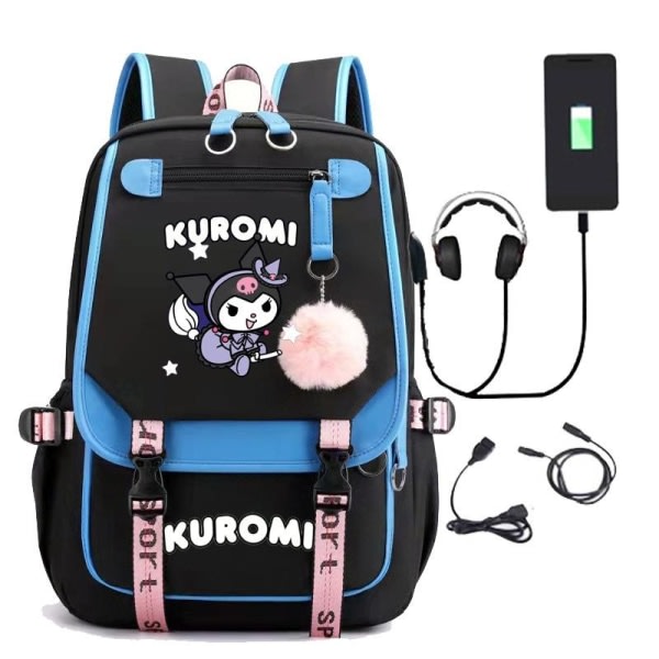 Kuromi ryggsäck barn ryggsäckar ryggväska 1:a blå blå