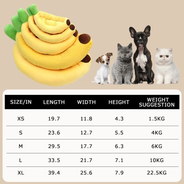Kreativ fluffig bananbåd katteseng banan husdjursseng blød og behagelig hund og kat vinterhusmadras kæledyrsmaterial hvalpe og killinger
