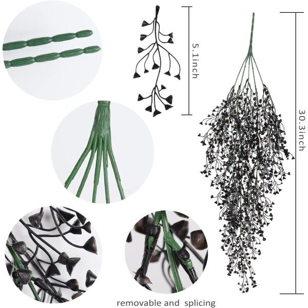 CDQ Vinrankor Falska 4-pack ormbunkar Stora konstgjorda växter Falska hängande växter Falska hängande växter Väggväxter färg 1
