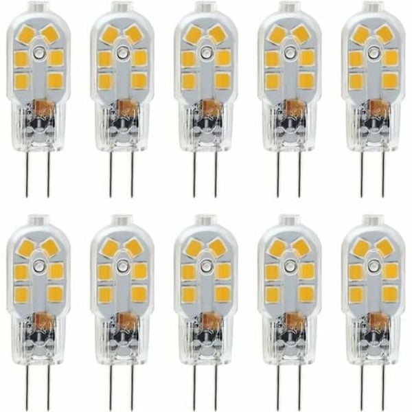G4 LED-pære 12V, 1W svarende til 10W halogenpære, ingen flimmer 200LM, varm hvid 3000K, 360° strålevinkel, ikke dæmpbar, 10-pak