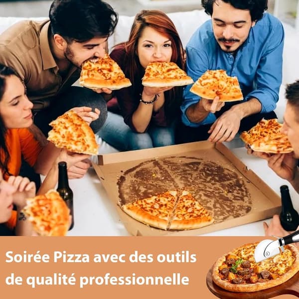 2 pizzahjul og ostespade i rustfritt stål - skarp pizzakutter, ergonomisk håndtak - for pizza, deig