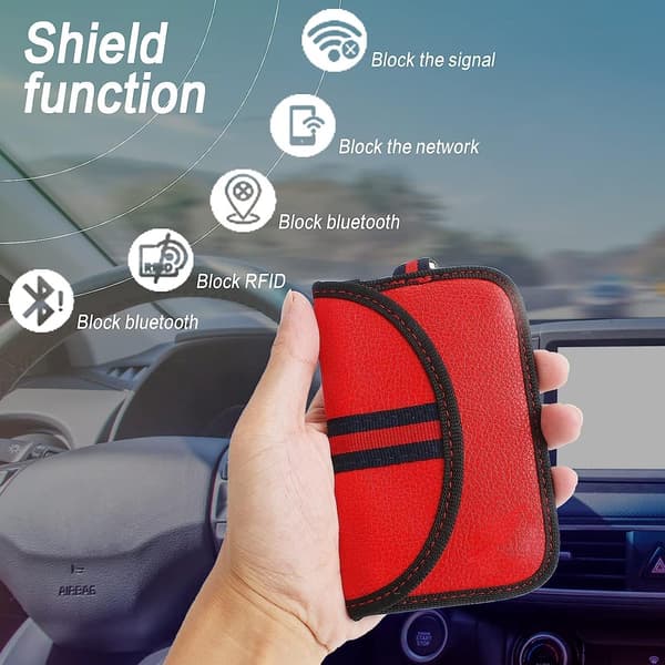 RFID-varkaudenestokotelo auton avaimille 2 kpl - Musta/punainen - Koukulla - Suojaa avainsignaalin varkaudelta