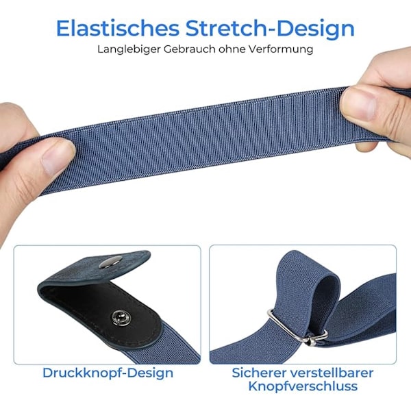 Spændefrit Bælte - 4 Stk. Spændefri & Elastisk Bælte til Kvinder & Mænd - Elastisk Bælte - Elastisk Bælte Uden Spænde - 3 cm Bredt ...