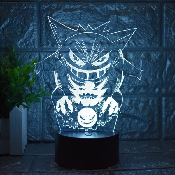 Piirretty Elf Gengar Yövalo 3D Illuusio LED-valo Lapsille