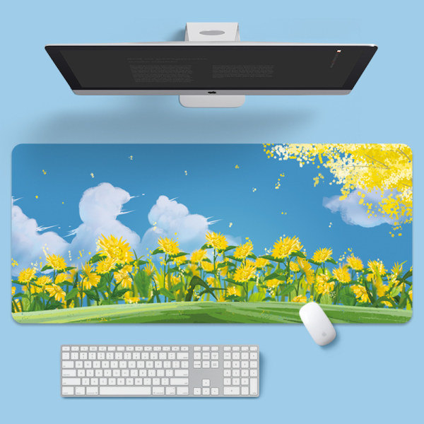 Overdimensioneret musemåtte med tegneserie natur Laptop Locked Edge Soft Pad solsikke 800*300*2mm