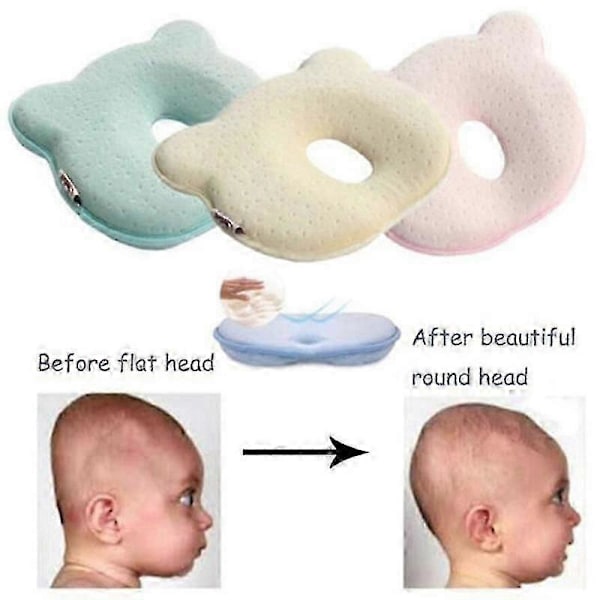 Babykudde Memory Foam Nyfödd Andningsbar Formande Kudde För Att Förebygga Platt Huvud Ergonomisk (FMY) green