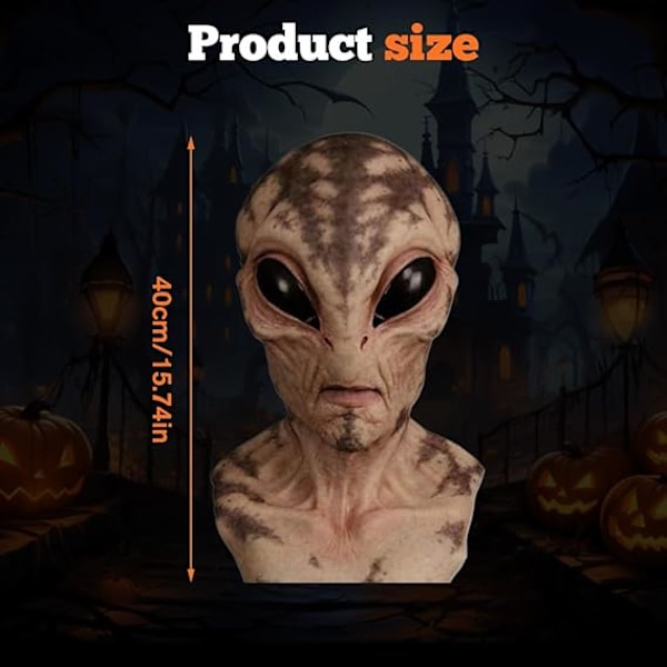 Alien Sjov Maske, 2024 Latex Fuld Hoved Realistiske Masker Halloween Kranium Latex Skelet Fancy Maske til Mænd Kvinder Kostume Fest