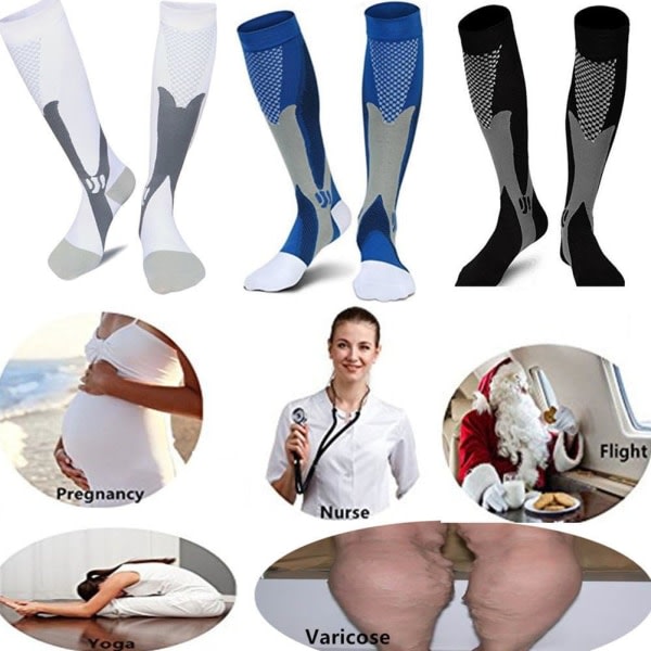 3 par medicinska sportkompressionsstrumpor män, 20-30 mmhg Run Nurse Socks för ödem Diabetes åderbråck zdq