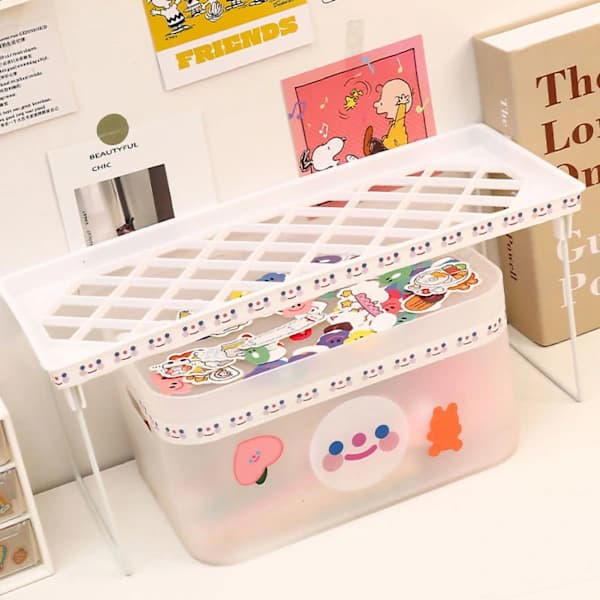 Foldable Desktop Shelf Space-Saving Desk Storage 34x14x16cm 13.4x5.5x6.3in for Dorm Office School