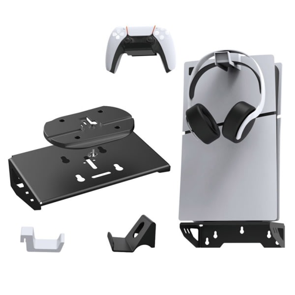 Vægmonteringssæt til PS5 Slim/PS5 2 Justerbare controllerholdere Sort A1