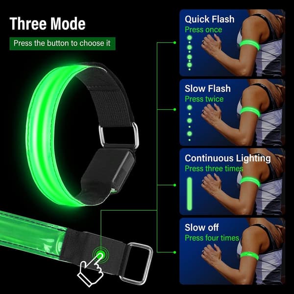 USB, rechargeable LED, armband, 2, pack reflective safety armband - For running
